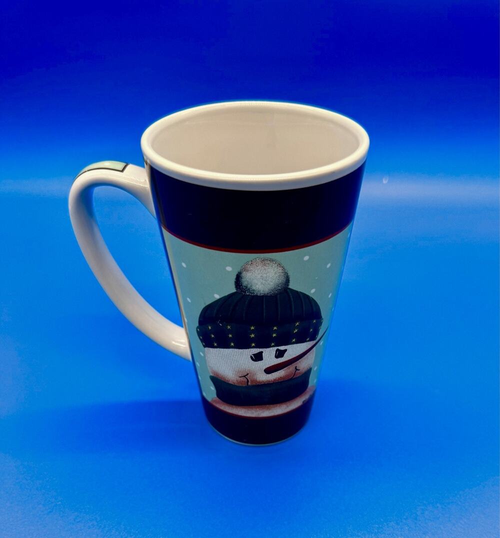 Nantucket Home For The Holidays Christmas Trees Snowmen Coffee Mug Cup Red Green
